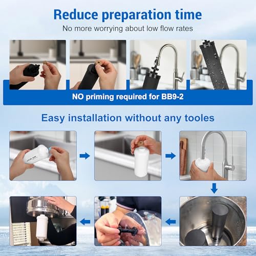 Image of Gravity Water Filters for Berkey Water Filter Replacement, Replacement for BB9-2 Black Filter & for PF-2 Fluoride Filters Combo Packs,Compatible with Berkey Gravity Water Filter System,NSF 42