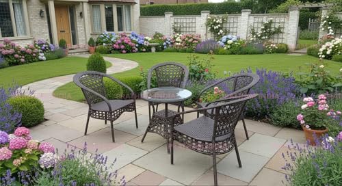 Image of India Outdoor Indoor Patio Furniture Sets Rattan Chair Patio Set Conversation Set Poolside Lawn Chairs Swingarea Balcony Outdoor Garden Furniture Chair (Brown 4+1)