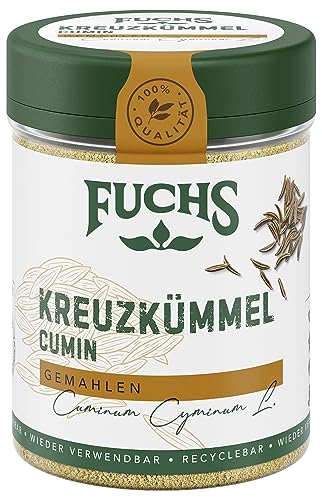 Fuchs Gewürze - Kreuzümmel gemahlen - zum Würzen von Couscous Hummus und Falafel - natürliche Zutaten - 50 g in wiederverwendbarer recyclebarer Dose