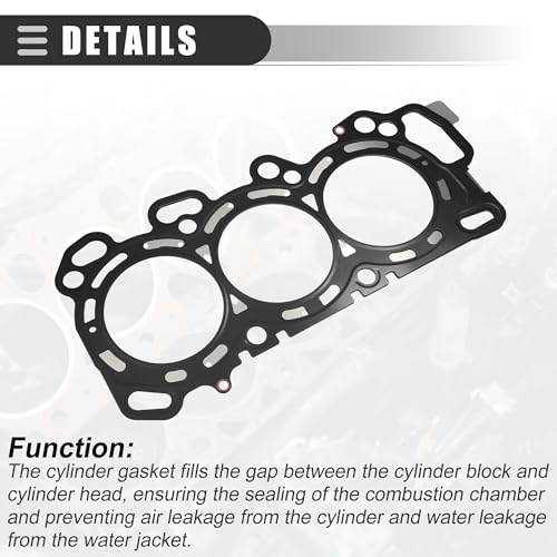 Image of Motoforti Cylinder Head Gasket, Suitable for 3.7L Engine, for Acura MDX Base 3.7L V6 - Gas 2007-2009, Metal, No.12251RYEA01, Silver Tone Black, 2 Pcs