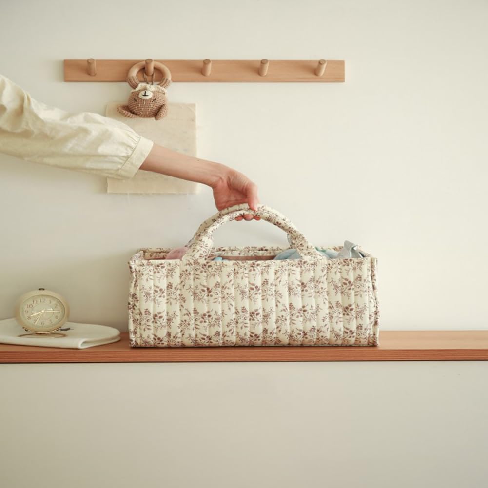 Baby Floral Storage Organizer z uchwytem do przechowywania pieluch o dużej pojemności dla niemowląt i żabek