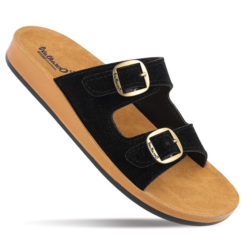 Image of WALKAROO Women's Daily Wear Sandals - WE2362 Chocolate | WE2362