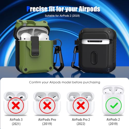 Image of RFUNGUANGO AirPods 2 Case with Lock Magnetic Lid, Olive Green