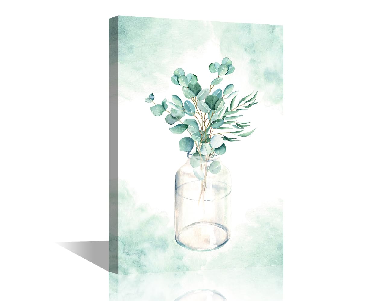 TISHIRON 1 Piece Bloom Plant Modern Wall Art Green Leaf Contemporary Artwork Print On Canvas Bedroom Wall Art Branches Pictures for Living Room Framed Ready to Hang, 36x24in