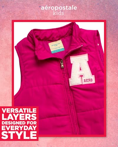 Image of AEROPOSTALE Girls Joggers Set - 3 Piece Puffer Vest, Pullover Hoodie and Cargo Jogger Sweatpants for Girls (Sizes: 4-16)