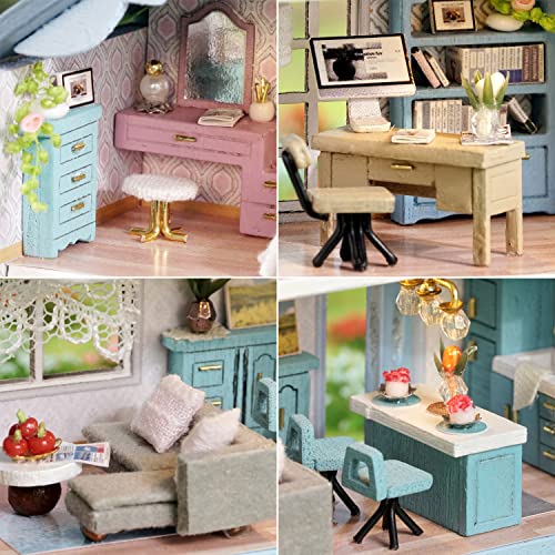 Roroom Diy Miniature And Furniture Dollhouse Kit,Mini 3D Wooden Doll House Craft Model With Led,Creative Room Idea For Valentine's Day Birthday Gift(Molan House) #TOP3