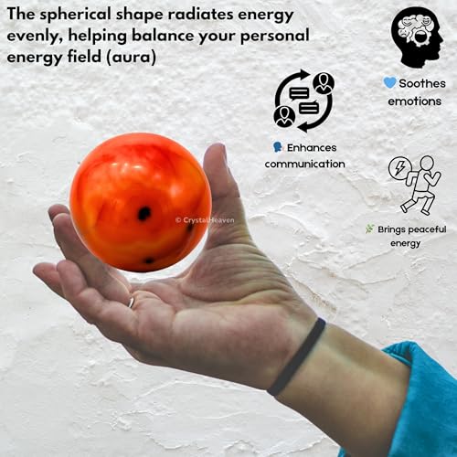 Image of Certified Carnelian Crystal Ball for Meditation - Premium Crystal Vastu Items for Home and Feng Shui Items for Good Luck - Ideal for Pooja Supplies and Spiritual Practices (2 inch Inch)