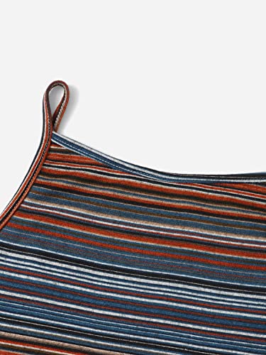 COZYEASE Women's Striped Print Tank Top Vest Slim Fitted Spaghetti Strap Sleeveless Casual Crop Top4