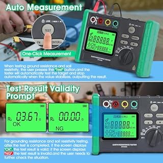 SURLABA Tester di resistenza di terra, 0,03–2000Ω Tester di Resistenza del Suolo 2/3 fili Misurazione AC/DC Voltmetro 600V Earth Ground Resistance Meter