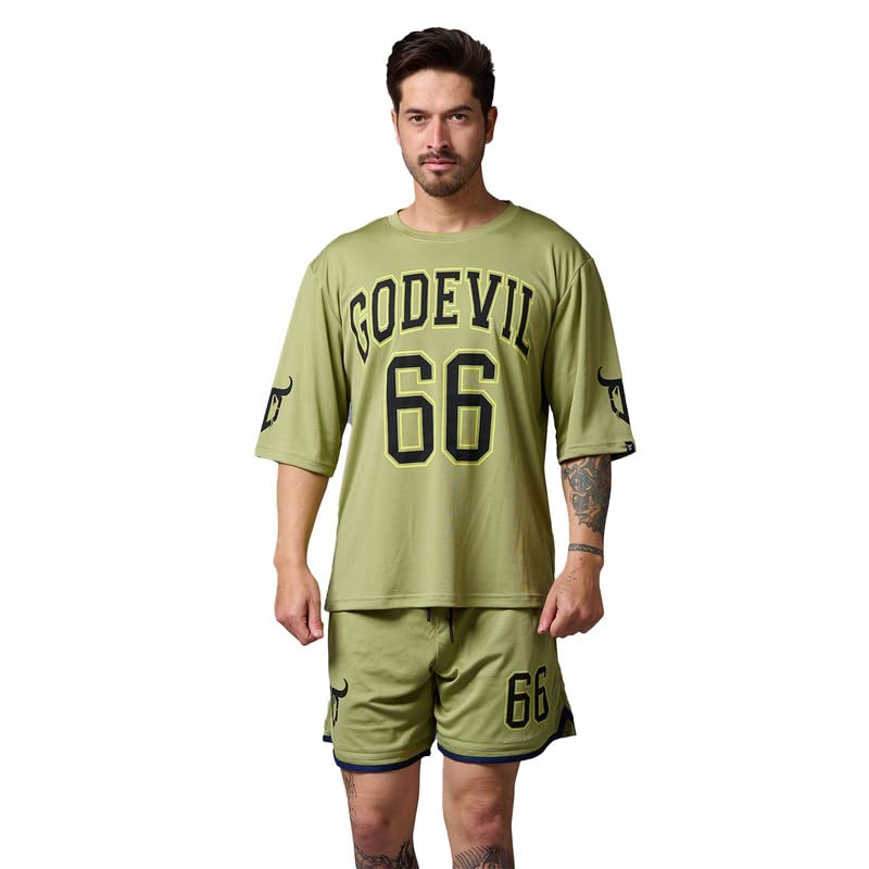 go devil Men's Oversized Soft Cotton Printed T-Shirts with Pajama Shorts Night Suit Cord Set - Stylish Comfort for Men's Nightwear-picture-39
