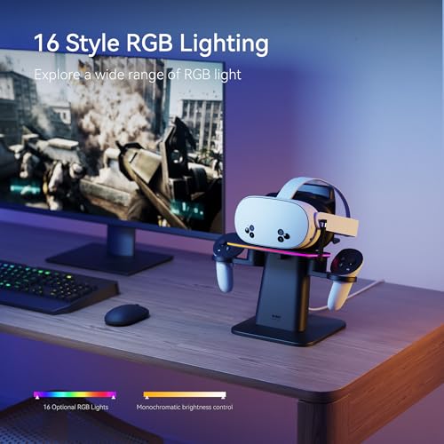 Miniatura 4 de KIWI design Base Carga Magnética RGB para Quest 3S/3/2/Pro Certificado Meta
