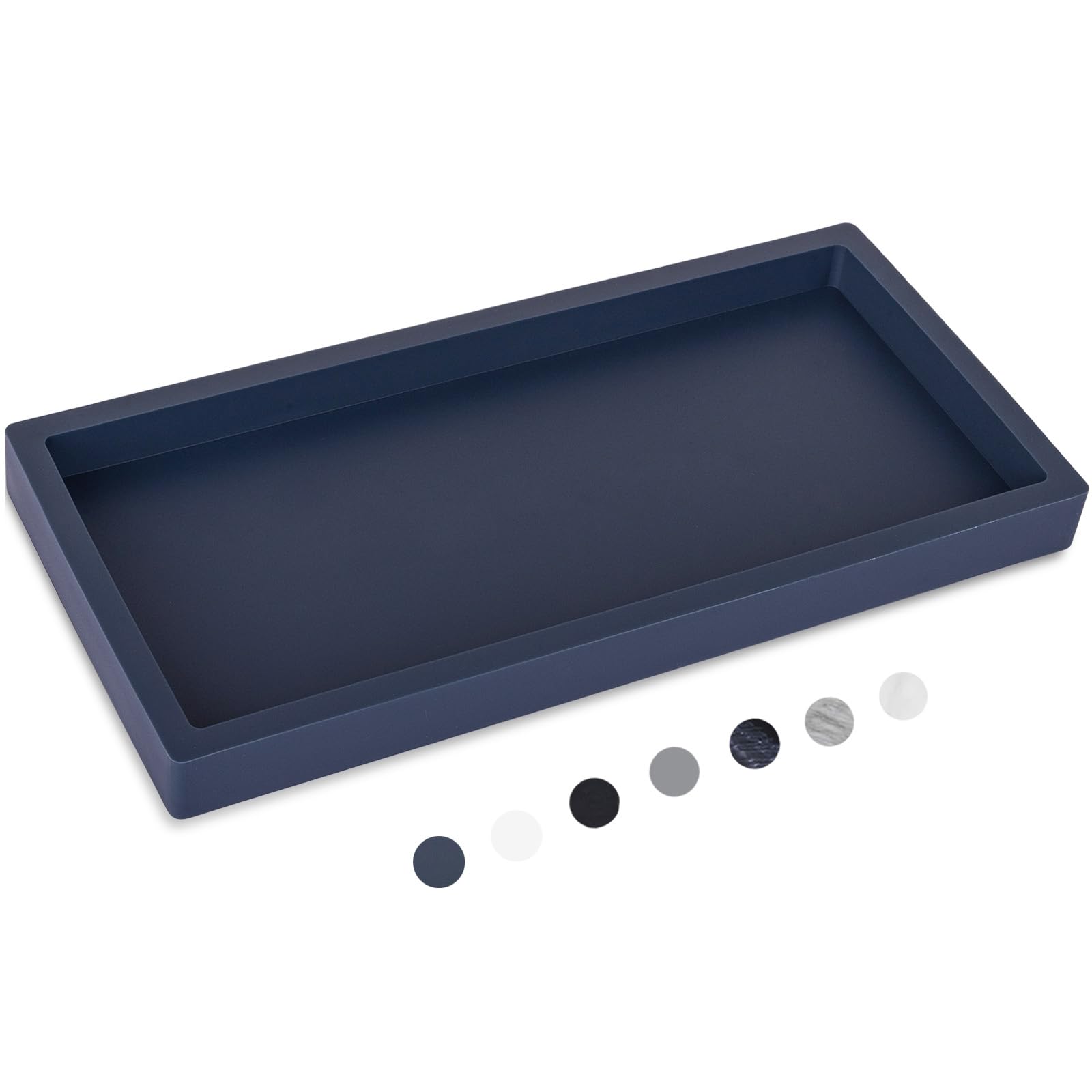 Silicone Bathroom Vanity Tray Dish Soap Holder Sink Organizer, Dark Blue