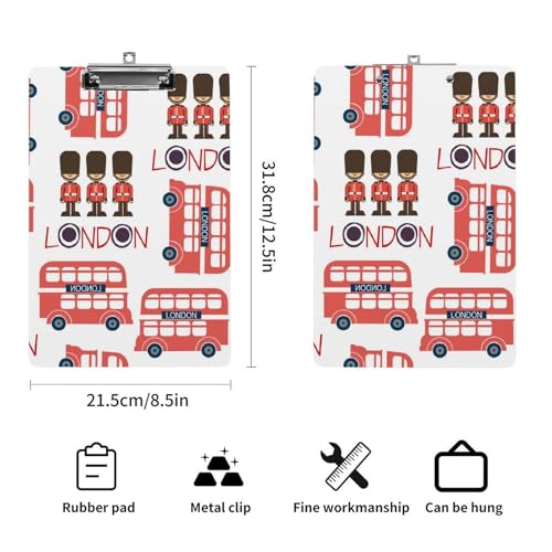 Planchette à Pince A4 Format Porte-Bloc Bus Londres Bureau Classe