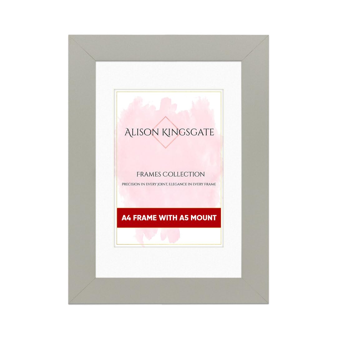 Alison Kingsgate A4 Light Grey Picture Frame with Mount for A5 Photos