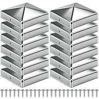 Scettar Pfostenkappe 9x9 cm 12 Stück mit 24 Schrauben, Verzinkte Metall Pfostenkappen in Pyramidenform, Zaunpfosten Kappen, Abdeckkappen für Holzpfosten, Witterungsbeständige Schutzkappe