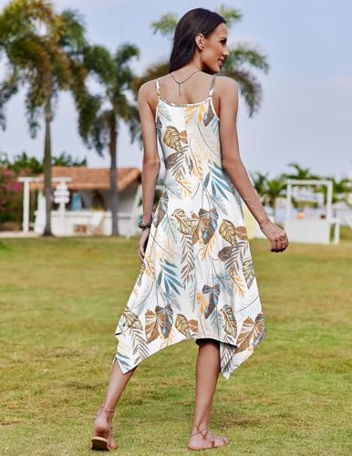 Image of Zeagoo Women Summer Midi Dresses 2026 Hawaiian Bohemian Beach Cover Up Sundress Spaghetti Strap Casual Dress with Pockets