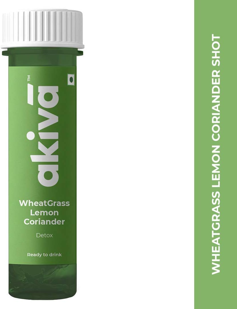 Detoxifying Wheatgrass Juice Shots by Akiva Superfoods (Pack of 12) | Natural Ingredients, Ready to Drink, No Added Sugar