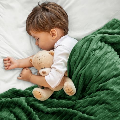 Image of BEDELITE Baby Blankets for Boys Girls 30 inchx 40 inch - 3D Ribbed Jacquard Cute Fuzzy Fleece Blanket, Warm and Breathable Soft Cozy Infant Toddler Blanket for Newborn All Seasons Suitable, Dark Green
