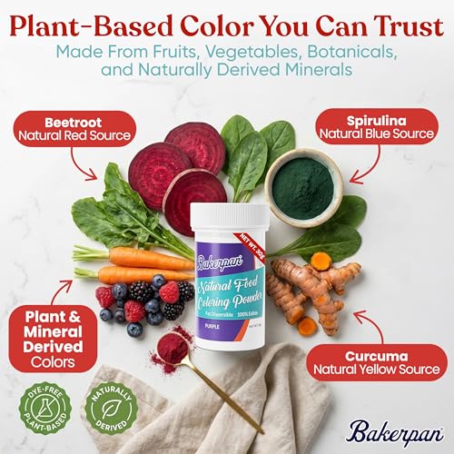 Image of Bakerpan Purple Food Coloring Powder for Baking - 30g Oil Based, Artificial Dye-Free, Plant-Based, Kosher, Gluten-Free - For Buttercream, Chocolate, Candy & Cakes