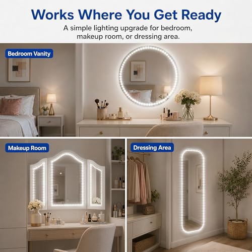 Image of PANGTON VILLA Vanity Lights for Mirror, 13FT Dimmable 6000K LED Light Strip