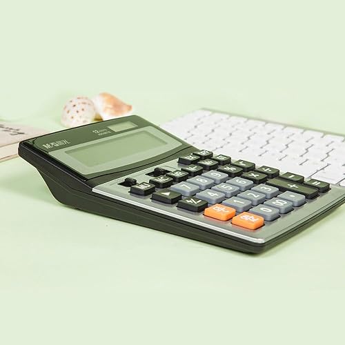Miniatura 7 de M&G Calculadora de escritorio de 12 dígitos, calculadora de pantalla LCD extragrande, energía solar dual y batería, batería incluida, calculadora de