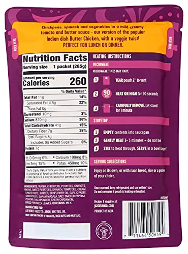 Patak's Butter Chickpeas & Veggies, Flavorful Mild Curry Is Made With Chickpeas, Spinach, Carrots, And A Balanced Melody Of Other Veggies, Ready To Heat Vegetarian Meals (Pack Of 6) #TOP1