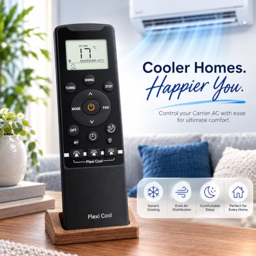 Image of K2 Remotes Compatible for Carrier AC Remote RG56CMI-B0 - Flexi Cool Original Replacement for Carrier Split & Window AC 1 Ton 1.5 Ton 2 Ton | LCD Display