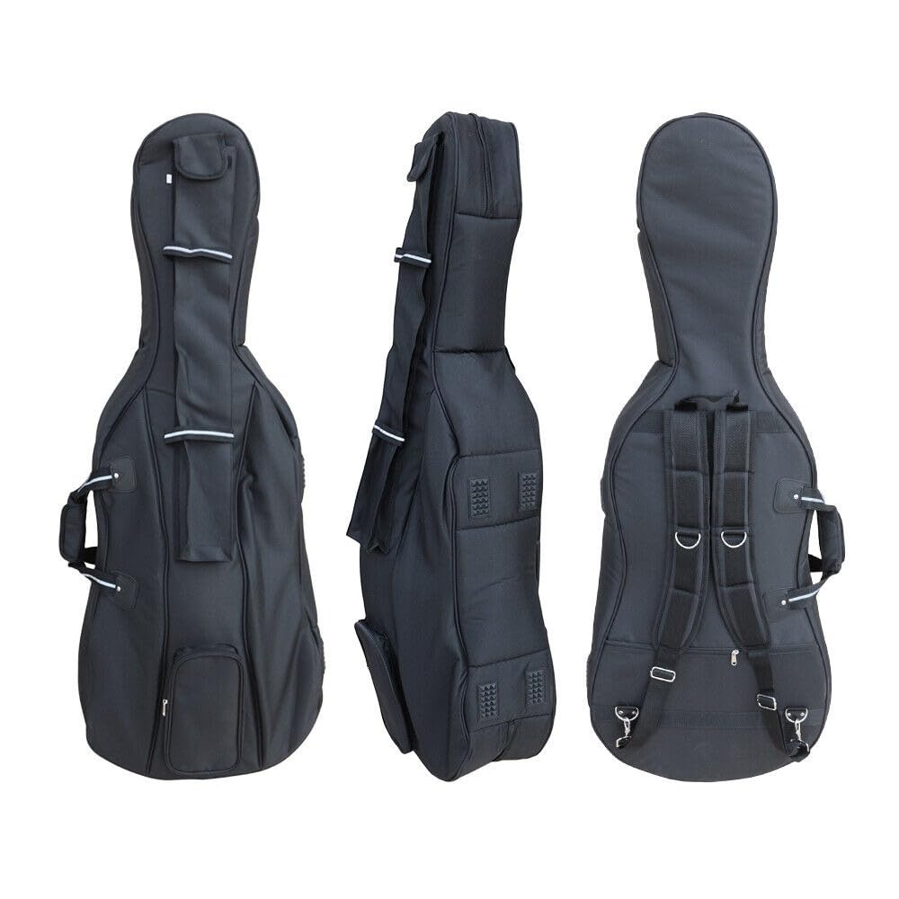 YoungMonic New Advance 4/4 Soft Bag with Multiple Pockets Strong Light Black Cello Bag (Black)