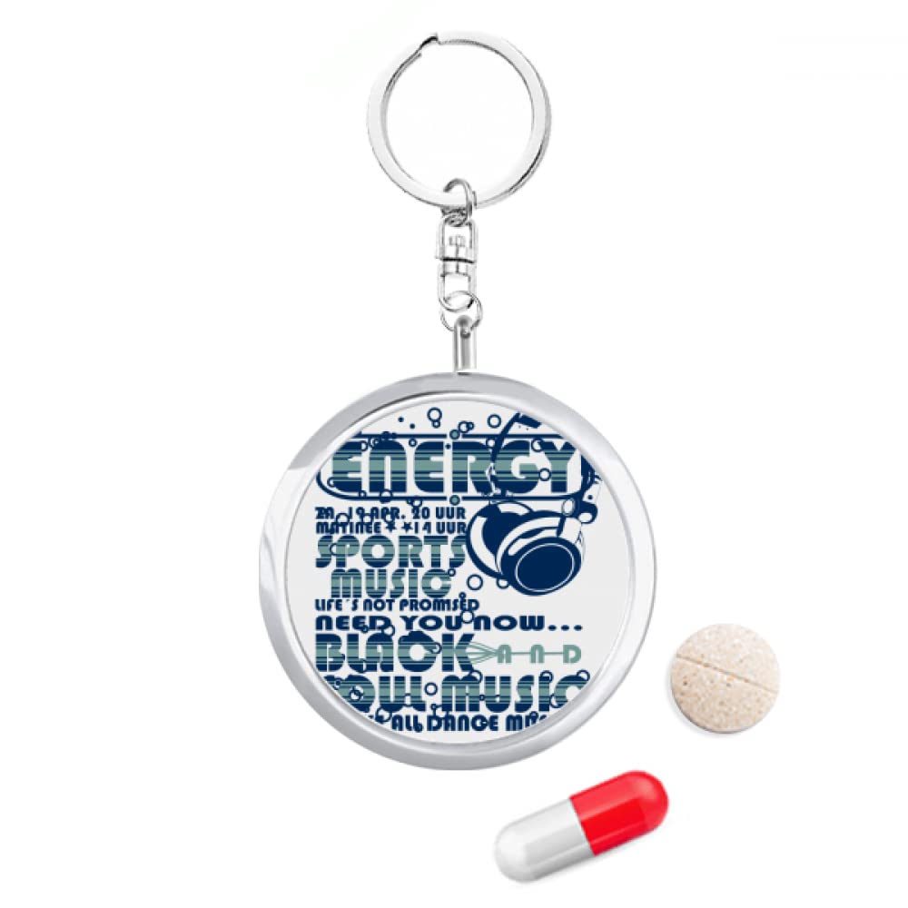 Energy Sports Music Vitality Sounds Pill Case Portable Container for Purse