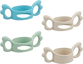 Amexo 4 Stück Babyflaschen Griffe, Gute Griffigkeit Silikon Babyflaschen Griffe Weithals Flaschengriffe Halter Fütterungsflasche Tragegriffe Easy Grip für Baby Kleinhand Greifdesign, Flasche