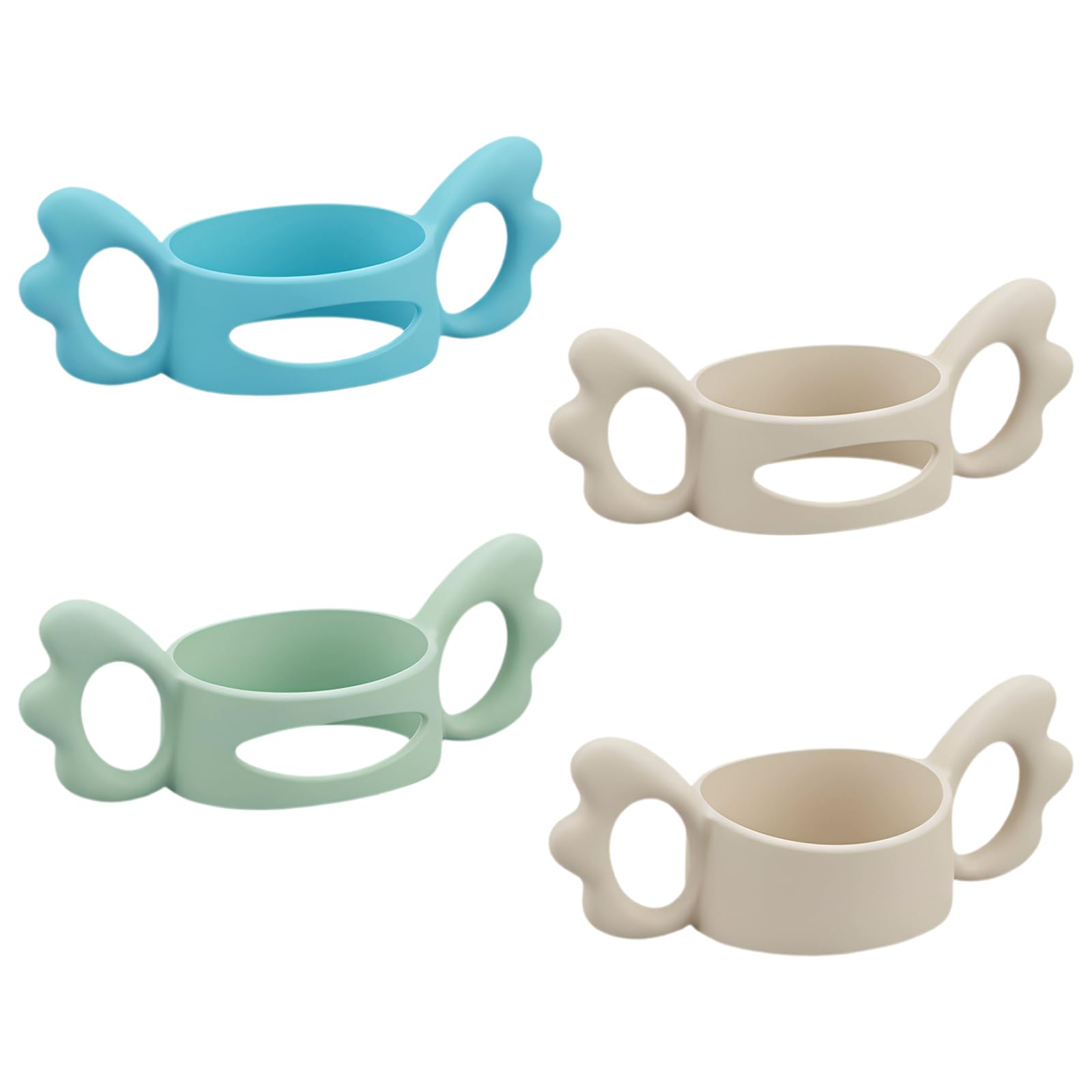 Amexo 4 Pezzi Impugnatura Ergonomica per Biberon Neonato, Manici Biberons a Collo Largo, Manico Per Biberons Silicone, Facile da Installare, Sicuro e Morbido