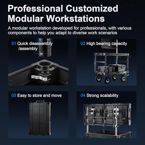Image of Selens 30 inch Video Production Camera Cart, Modular Quick Install Mobile Workstation for Production Film /Video /Photography /Live, Secure Storage and Move Equipment with 200kg /440lb Payload(SCF2-CW30)