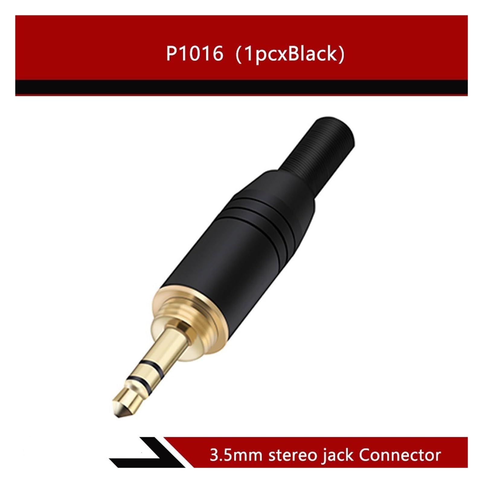 1pc Assemblaggio in alluminio Jack da 3,5 mm Maschio Spina a vite Connettore del cavo placcato in oro. Altoparlante audio stereo a 3 poli con molla(P1016 Black,10PCS)