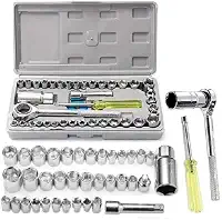 Jogo de Chave Catraca Reversível Kit de Ferramentas com Soquetes Sextavados, 40 Peças, Maleta, para Conserto e Reparo de Eletrodomésticos, Carros e Motos