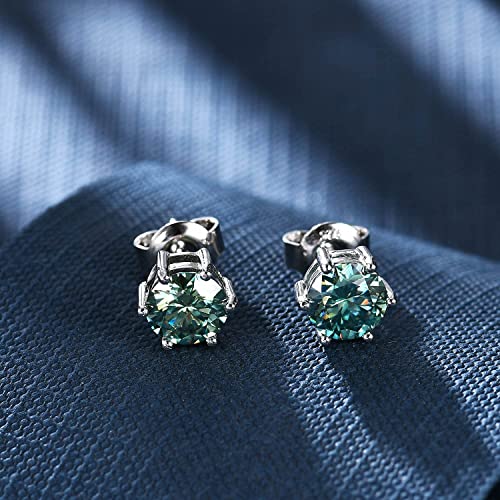 Green Moissanite Earrings - 6 Prong Green Stud Earrings 14k White Gold Green Earrings 925 Sterling Silver Moissanite Jewelry Gifts for Christmas2