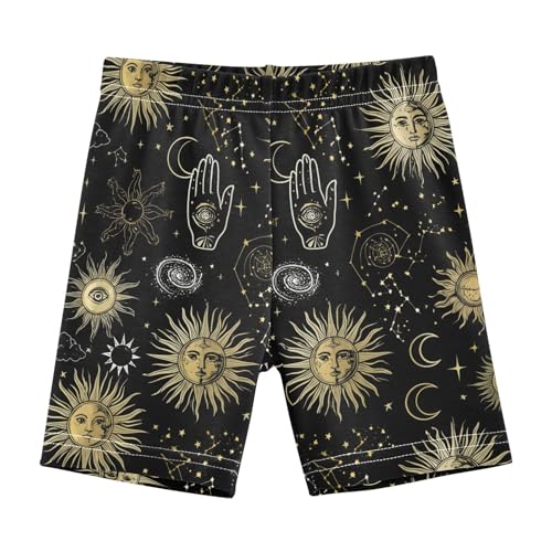 Sun Hand Stars Black Girls Bike Shorts Girl Clothes Toddler Under Dress Dance Shorts for 4-10 Years,4T