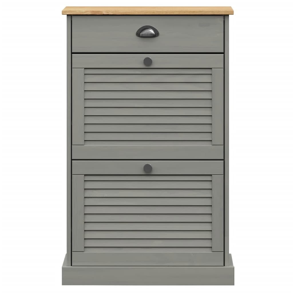 Schuhschrank, Massivholz, Kiefer, 60 x 35 x 96 cm | Metallgriffe, Reinigung mit feuchtem Tuch, Wandbefestigung inklusive, Staubrückung