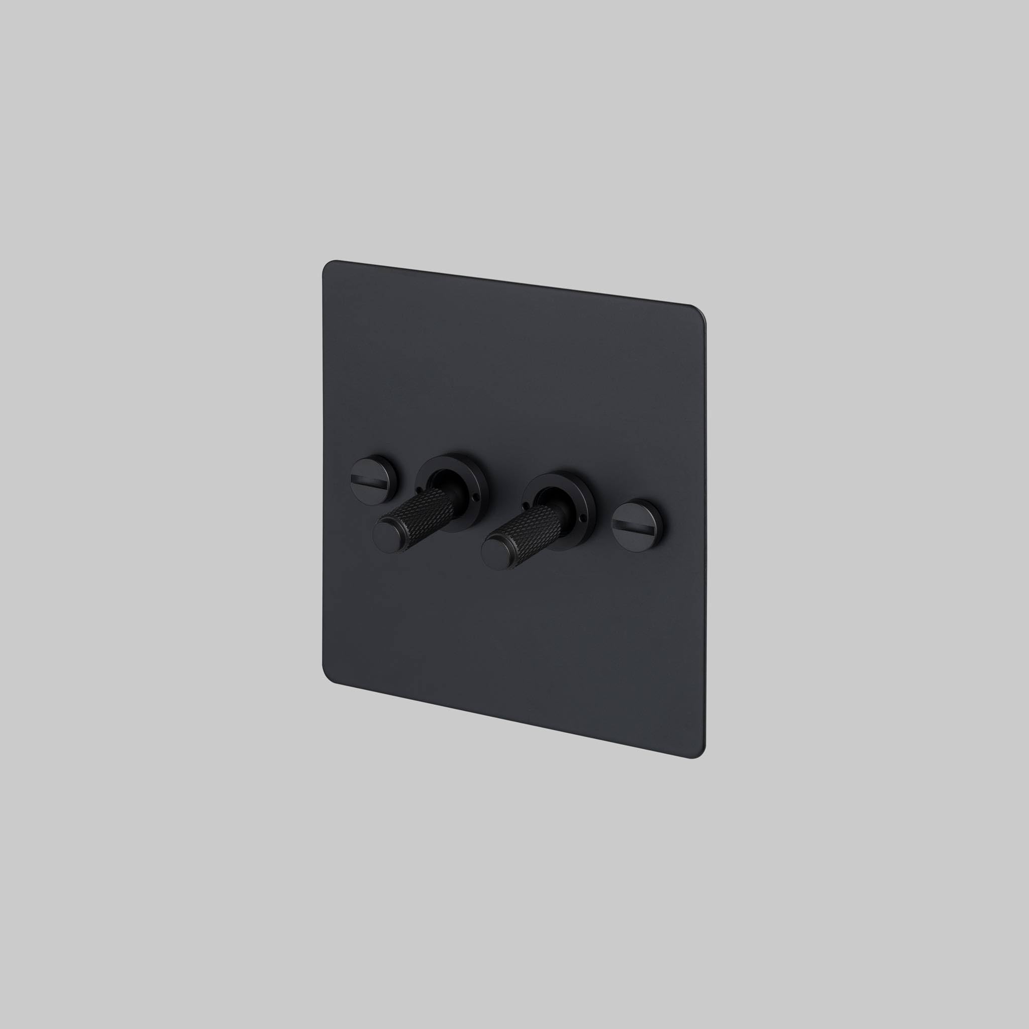 Buster and Punch Double Toggle Switch, 2-Way, Black, 10 Amps, 250 Volts, Metal, Wall Mount, 8.8 x 8.8 x 4.7 cm