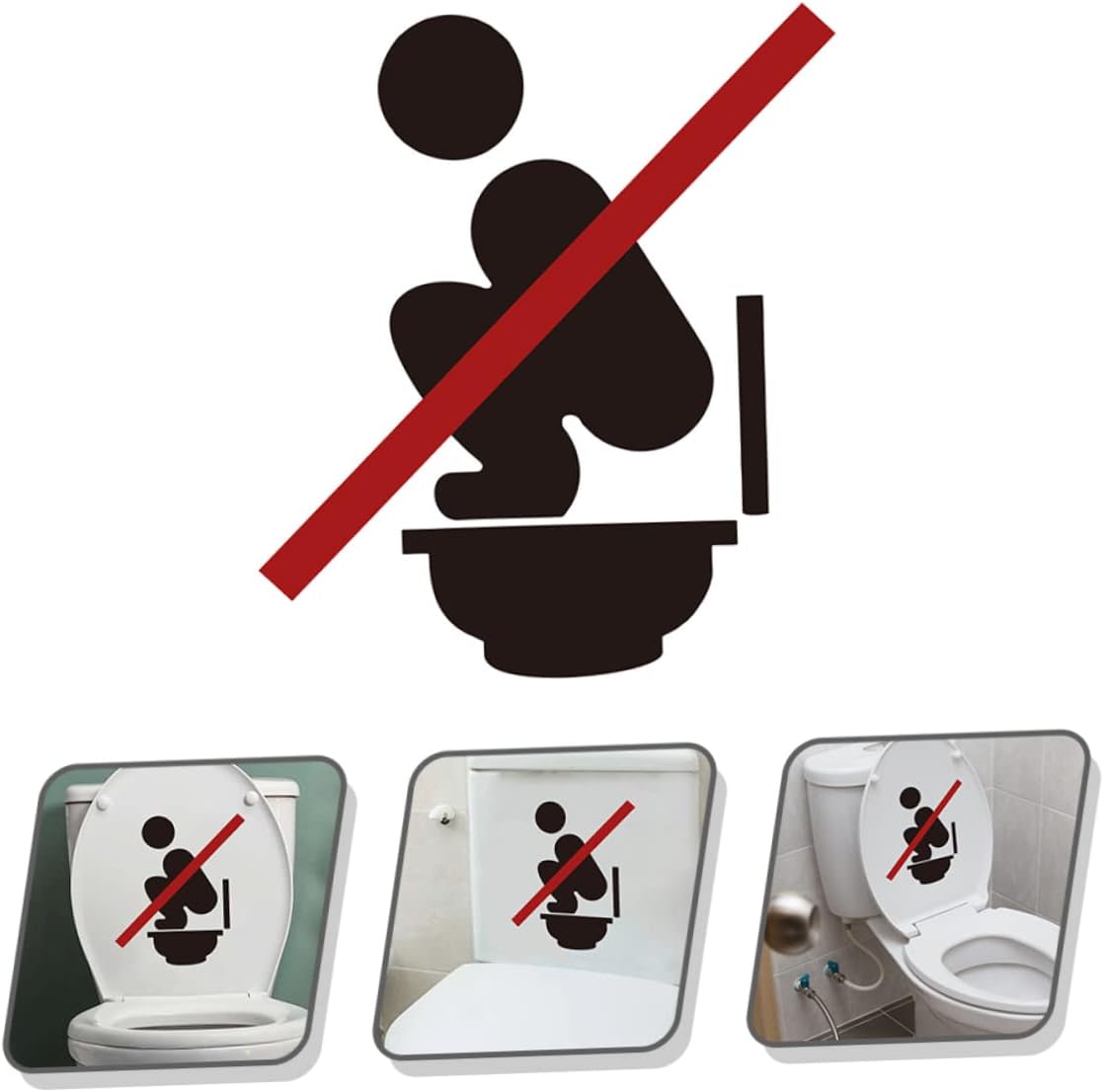 Mobestech 2 Sheets Bathroom Sign Decal Adhesive Toilet Seat Sticker for Walls Smooth Surfaces Removable Toilet Sign Decal for Easy Application and Decoration