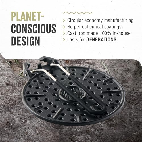 Image of Victoria 8 in Enamel-Coated Cast Iron Arepa Grill - Perforated Ridged Surface, Gas & Electric Stovetop Cooking