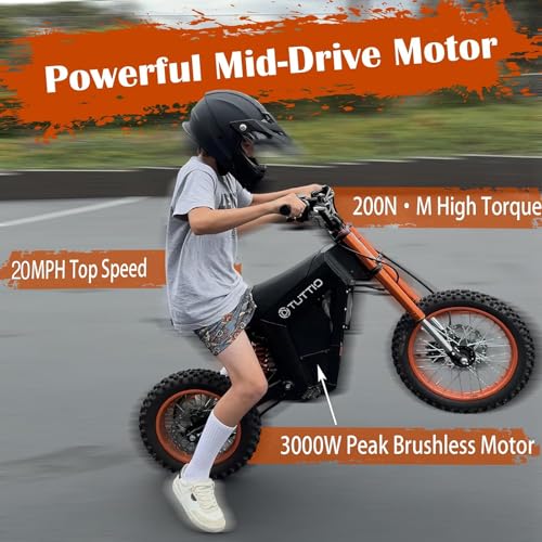 Image of Tuttio Soleil01 Electric Dirt Bike, 40MPH E Dirt Bike for Adults Teens | 40-45MPH, 48V 21AH Battery 45Miles, 14 inch /12 inch Fat Tire , Full Hydraulic Brakes and Suspensions Mountain Off-Road E Dirt Bike
