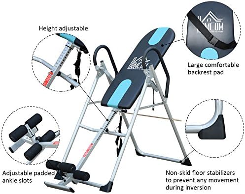 HOMCOM Gravity Inversion Table Foldable Therapy Bench Home Fitness Upside Down Stretching Home Gym Fitness Training Machine Black