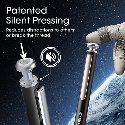 Image of WRITECH Gel Pens Fine Point: Premium Metal Barrel Retractable 0.7mm Black Ink Pen 2ct with 2 Refills No Smear & Bleed Quick Dry Smooth Writing Silent Click Luxury Up-Gel