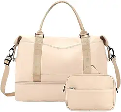 Mala De Viagem Para Fitness De Grande Capacidade — Mochila Desportiva Com Dois Compartimentos E SecçãO Separada Para Guardar Roupa/CalçAdo Molhado(Bege)