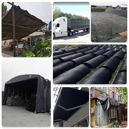 Lona impermeable para exterior 1.2x3.2m de PE negro 200g m2 con ojales 3