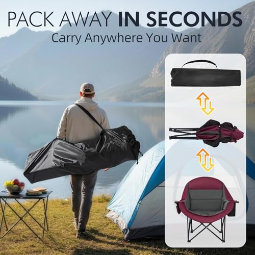 Image of Oversized Camping Chairs for Adults - Heavy Duty Padded Outdoor Camp Chair