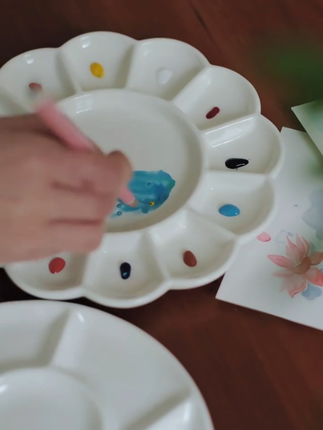 Paintersisters® Porcelain Palette 10 Cavities Watercolor Palette 19x11x2.5cm Oil Painting Acrylic Ceramic Paint Palette White Paint Mixing Palette