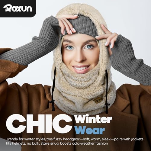 image for ROXUN Ski Mask Fleece Balaclava, Windproof Face Mask Winter Warm Neck 
