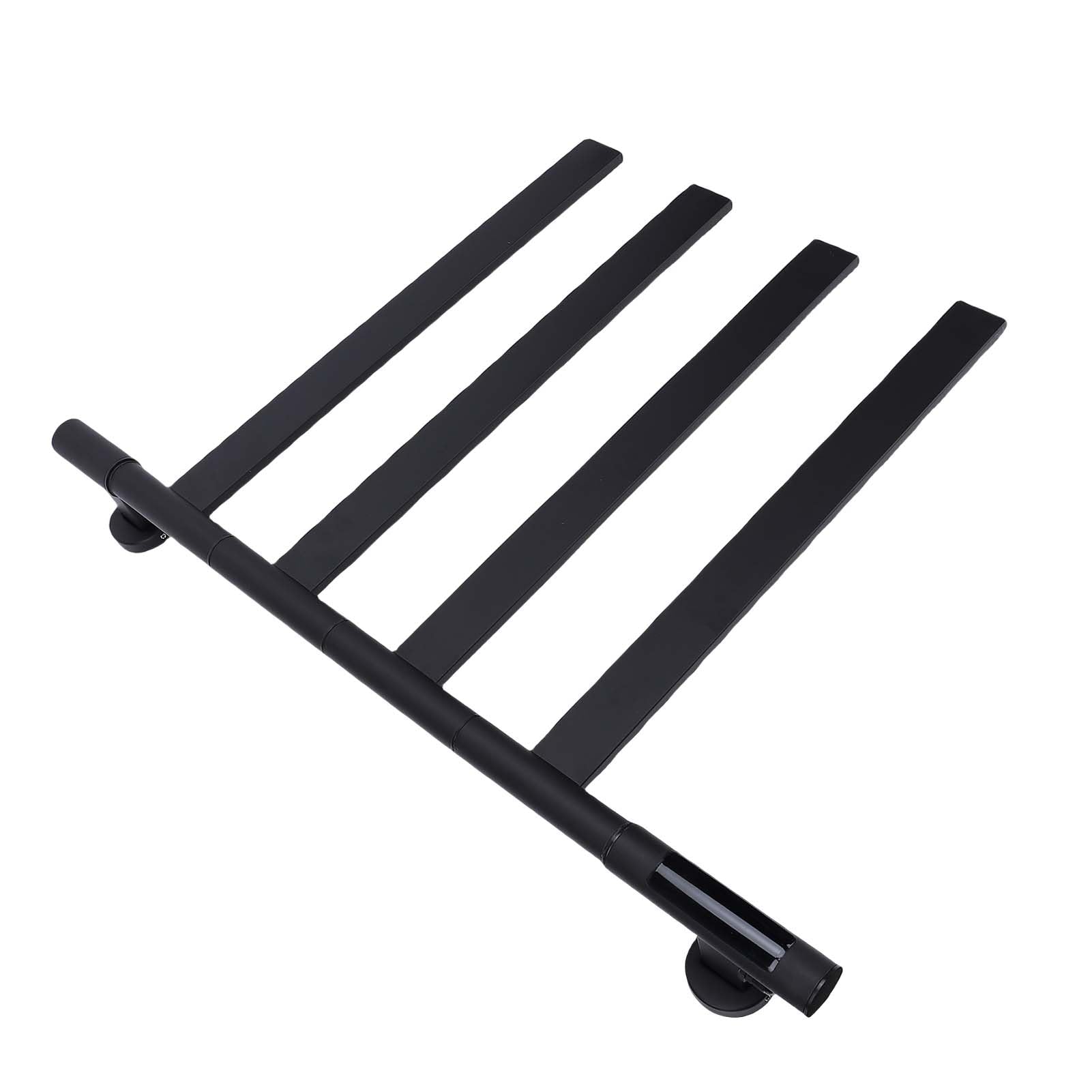 FTVOGUE Toallero Eléctrico Inteligente con Calefacción, Calentador de Toallas con Calefacción de 75 W, Calentamiento Rápido, 4 Brazos Giratorios de 180° con (Tubo Cuadrado Negro Giratorio (Enchufe