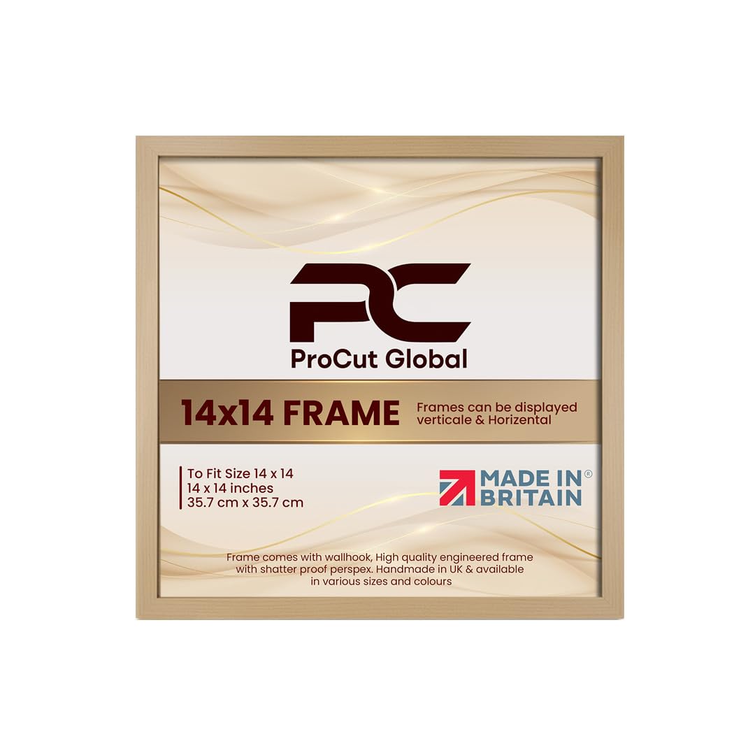 Procut Global 14X14 Country Pine Picture Frames - Modern Wooden Photo Frame with Shatterproof Perspex for Wall or Tabletop - Perfect for Posters, Certificates, Prints - Sizes & Colors Available — image 1
